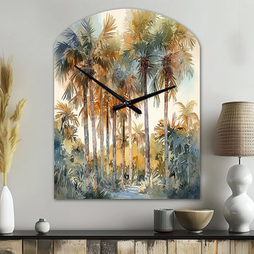 Green Palm Tree Paradise III - Asymmetric Metal Wall Clock
